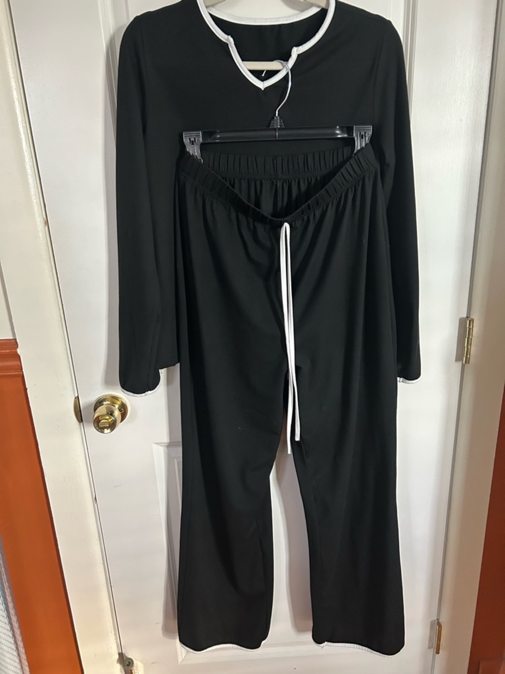 Black Women's Drawstring Lounge Pants & Top Set
